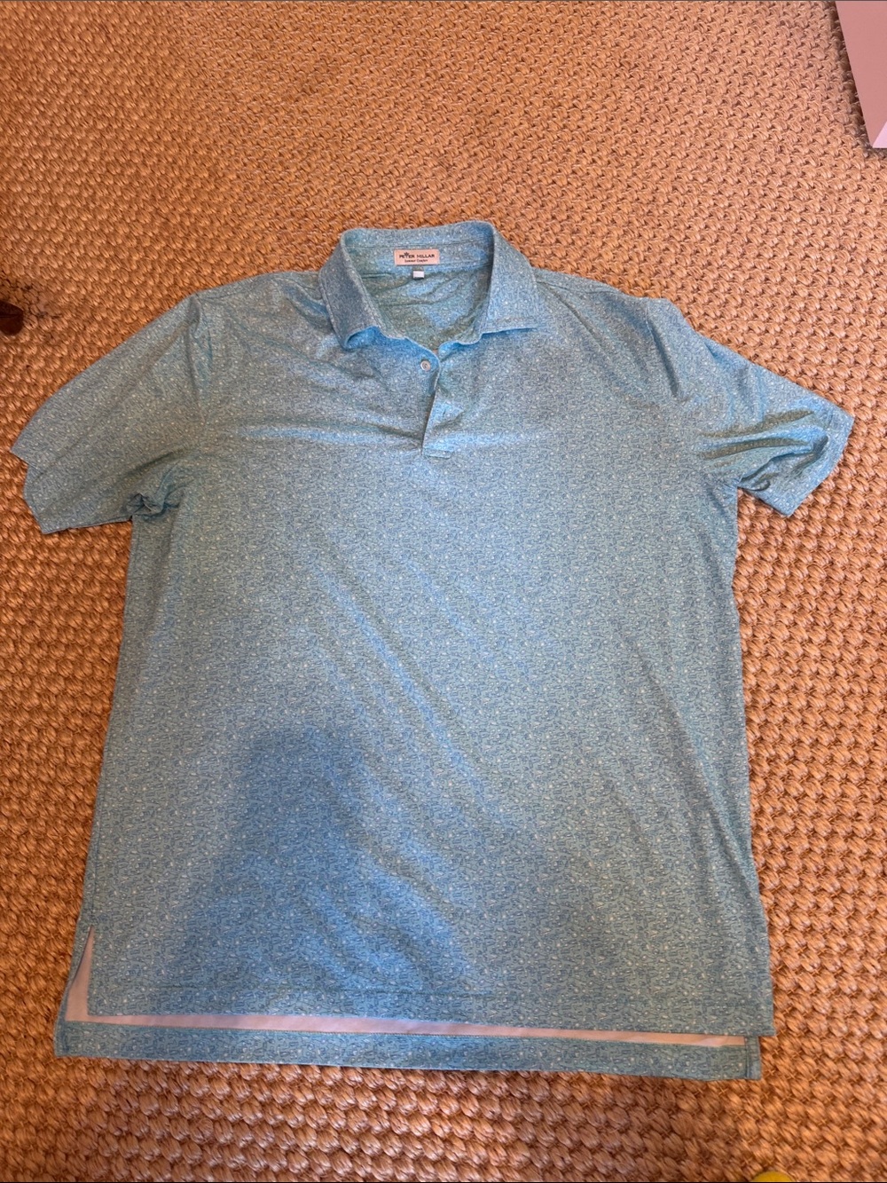 Peter Millar Heather Teal golf performance shirt